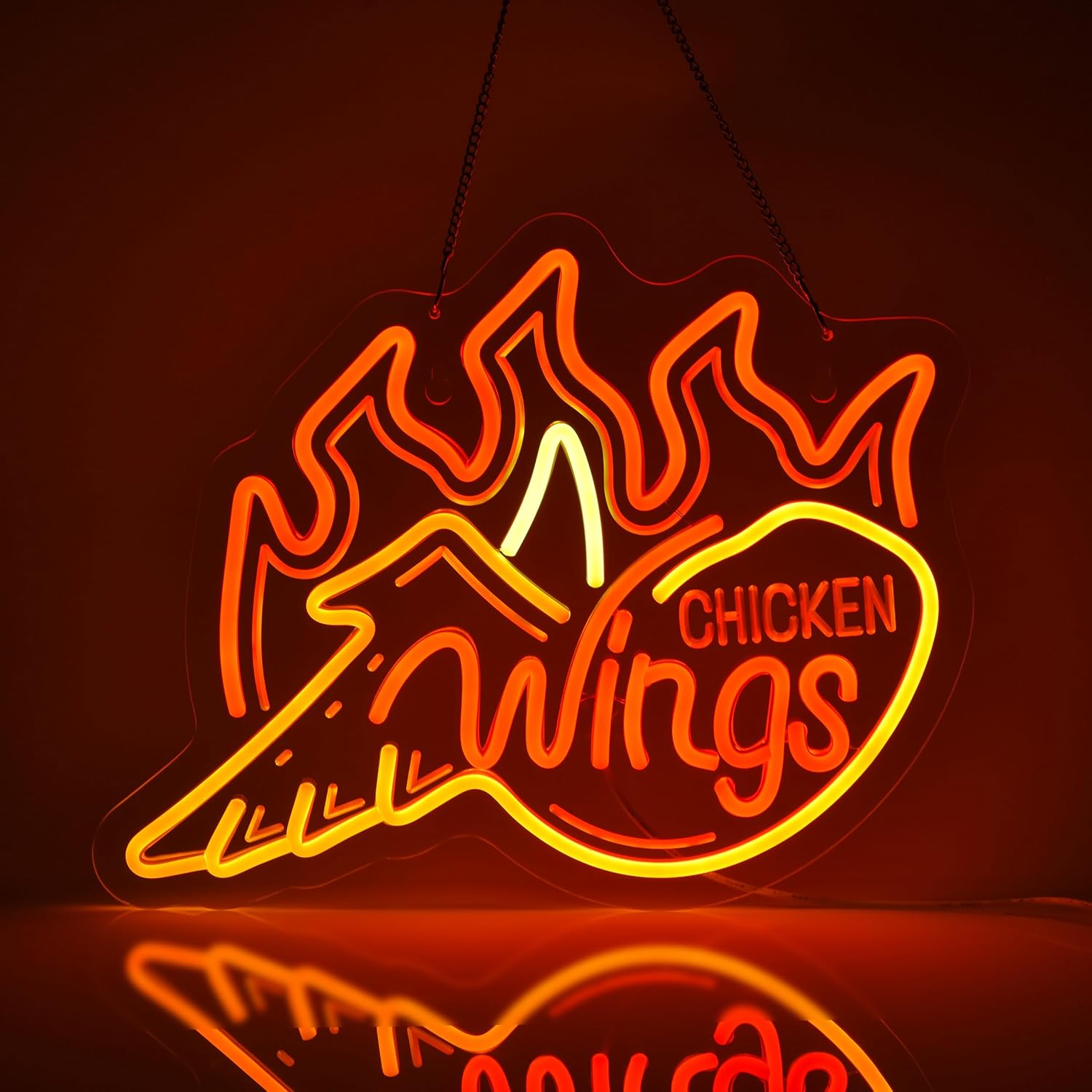 Outdoor Lighting Restaurant - Ateşli Turuncu Tavuk Kanatları LED Neon