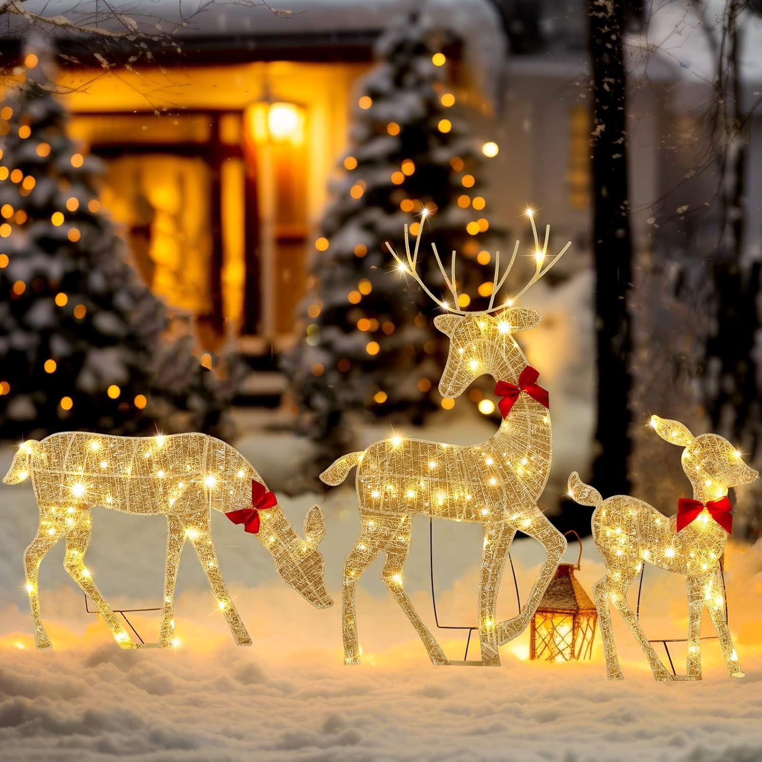 Xmas Outdoor Lighting Decorations - 2D Işıklı Ren Geyiği Noel Süsü,