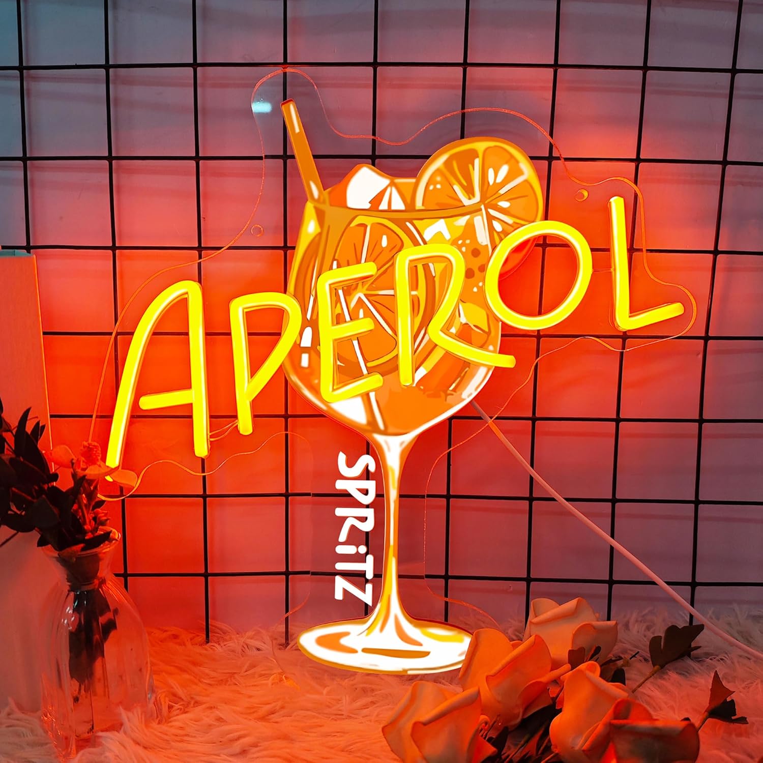 Outdoor Lighting Restaurant - Turuncu/Aperol Spritz Neon Tabela LED Kokteyl