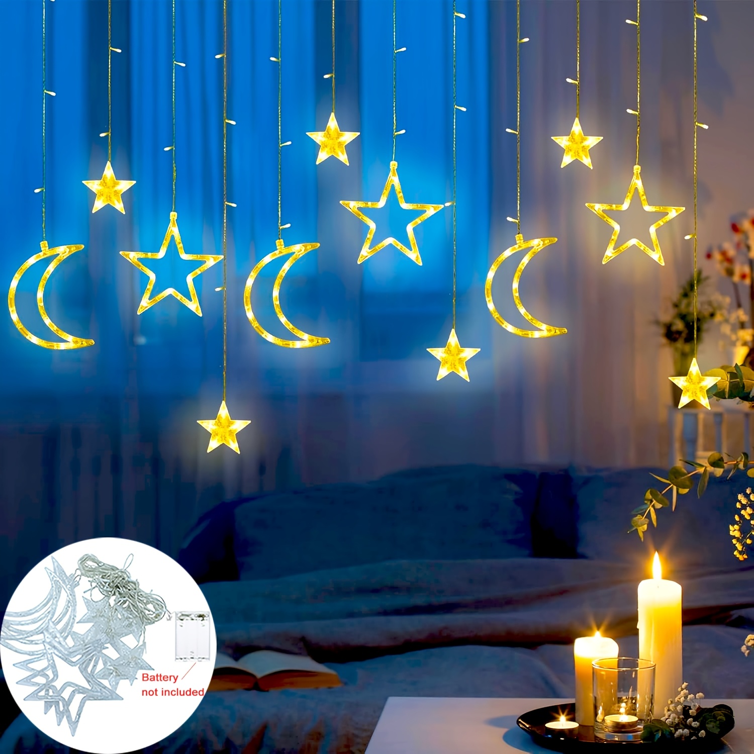 Xmas Outdoor Lighting Decorations - 3.5 m Yıldız Ay LED Perde