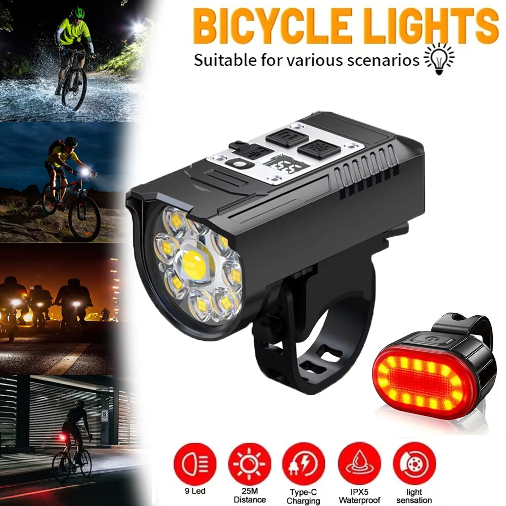 Outdoor Lighting Permanent - 9 LED Bisiklet Far USB Şarj