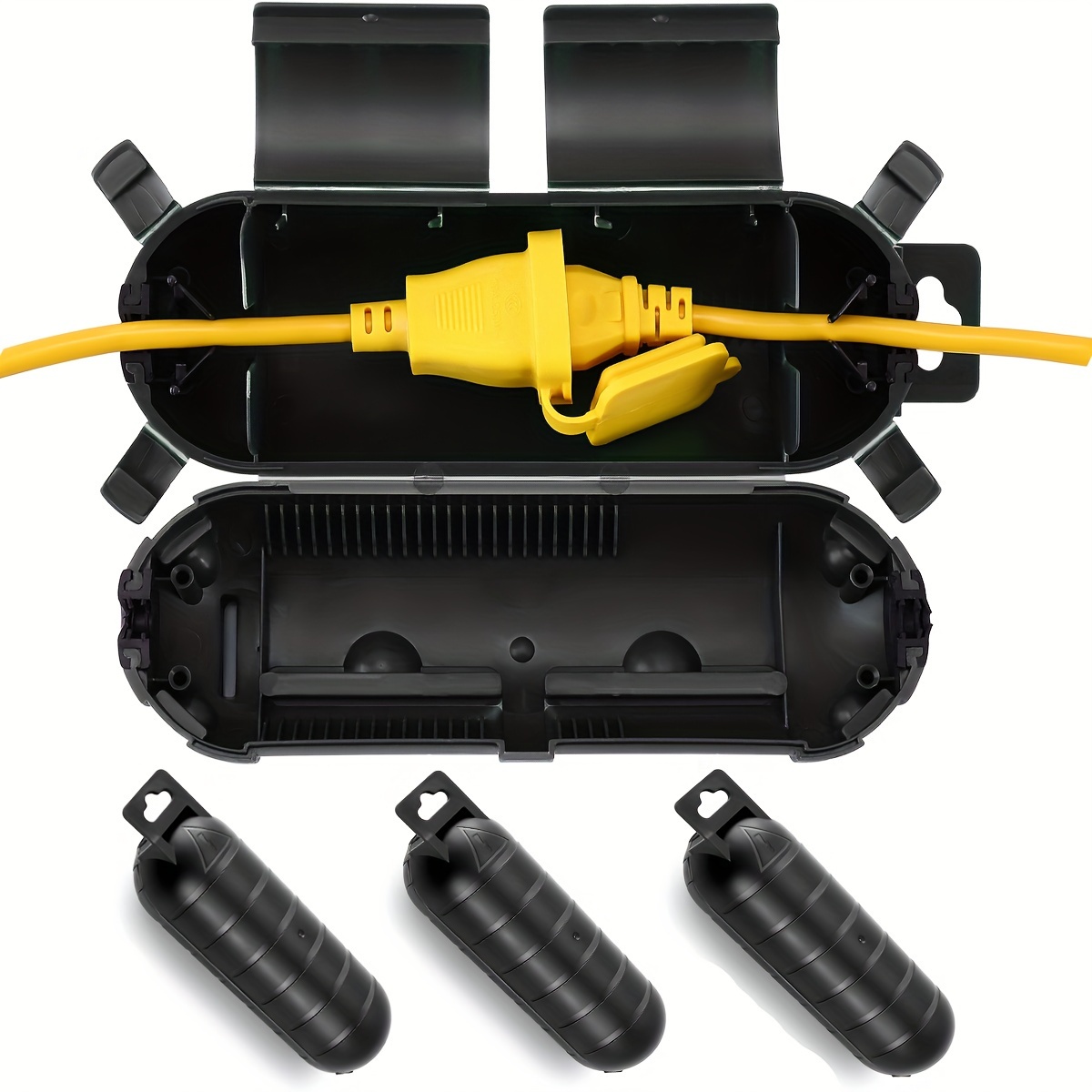 Outdoor Lighting Extension Cable - 1/3 adet Su Geçirmez Siyah Uzatma