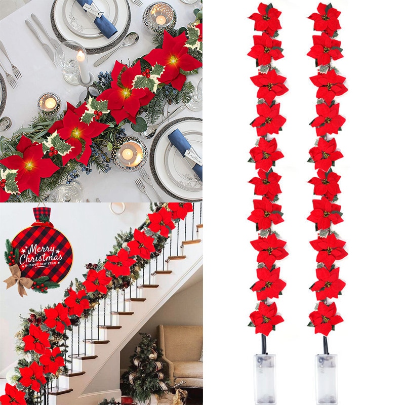 2/3m Noel Poinsettia çiçek çel - Xmas Outdoor Lighting Decorations incelemesi ve fiyatı