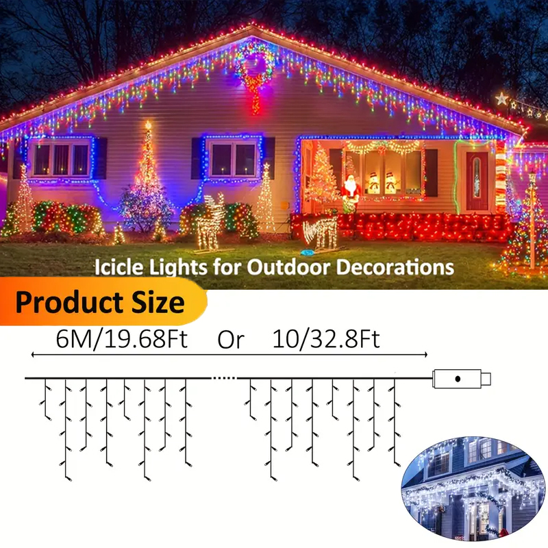 Güneş Enerjili Icicle Işıkları - Xmas Outdoor Lighting Decorations incelemesi ve fiyatı