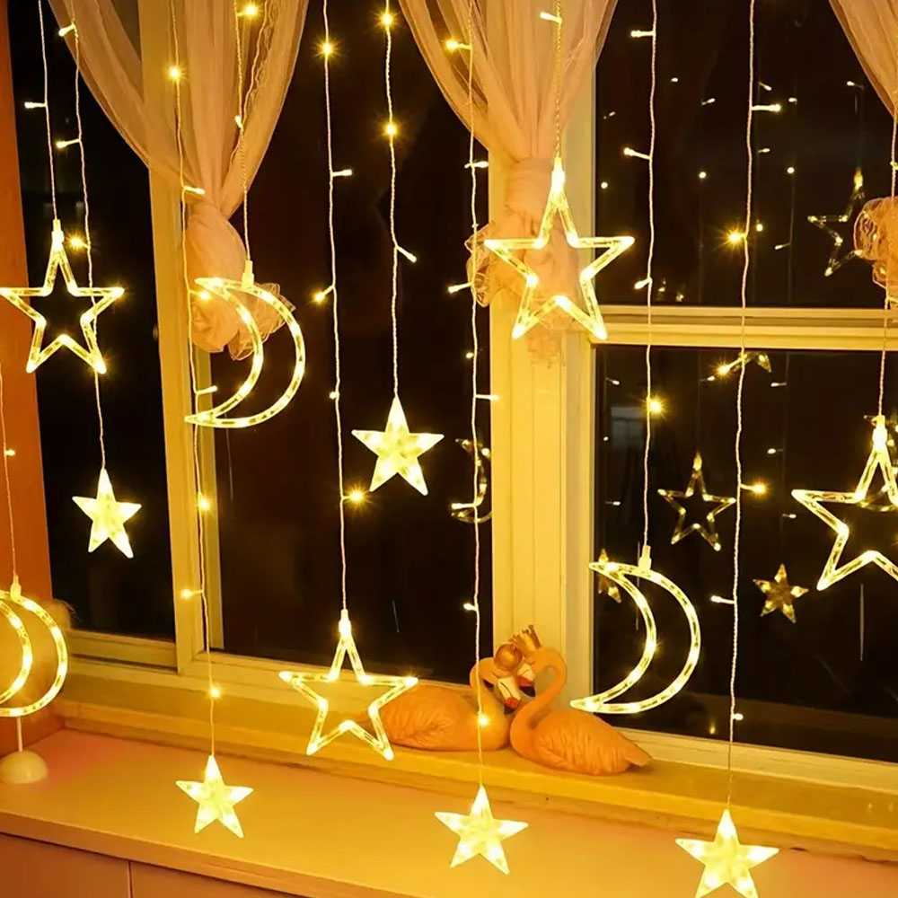 3.5 m Yıldız Ay LED Perde Dize - Xmas Outdoor Lighting Decorations incelemesi ve fiyatı