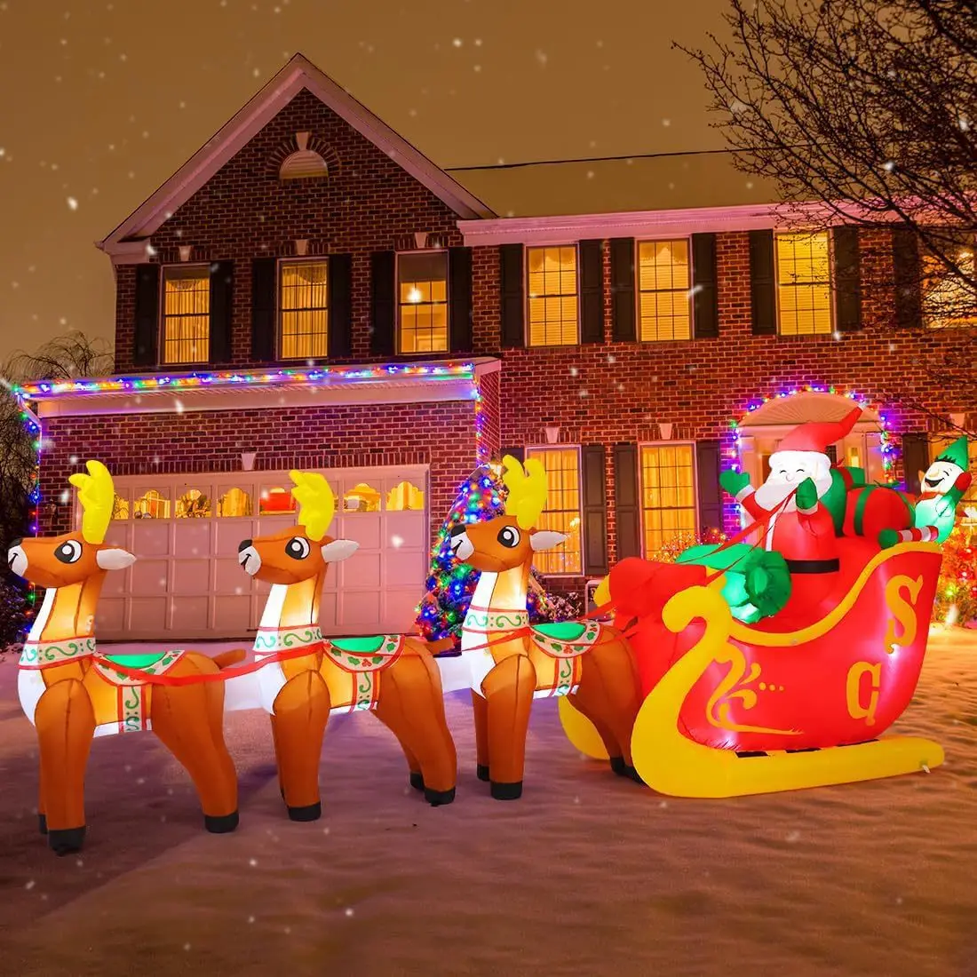 12FT/3.7M Şişme Noel Baba Ren  - Xmas Outdoor Lighting Decorations incelemesi ve fiyatı